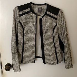 Lined blazer with leather accents